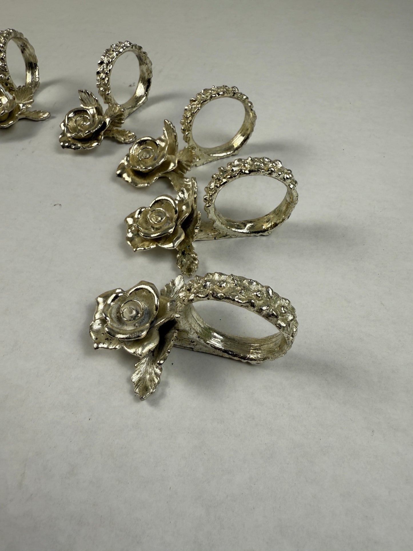 Silverplate Rose Shaped Napkin Rings (8 Count)