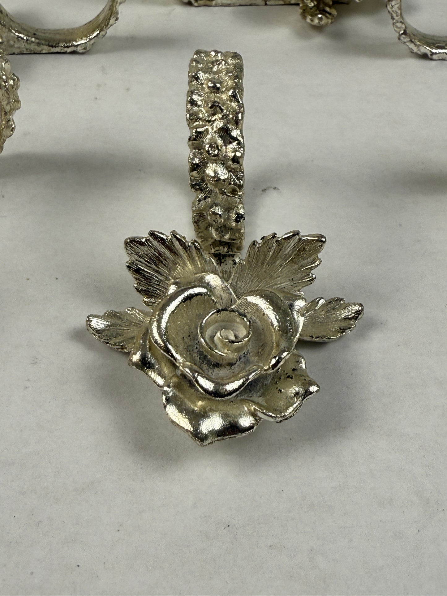Silverplate Rose Shaped Napkin Rings (8 Count)